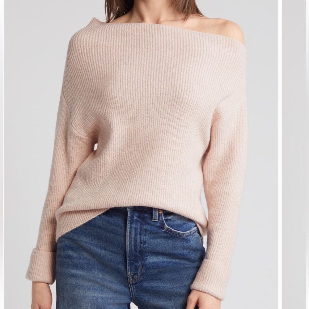 Pink One Shoulder Sweater by Treasure and Bond